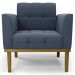 Poltrona Base Madeira Castanho Kit 2 Ana Suede Azul Marinho - Ibiza