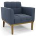Poltrona Base Madeira Castanho Kit 2 Ana Suede Azul Marinho - Ibiza