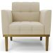 Poltrona Base Madeira Castanho Kit 2 Ana Suede Bege - Ibiza