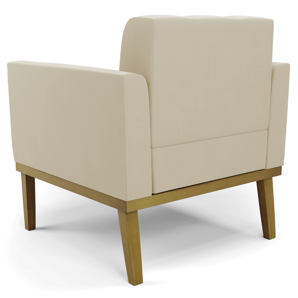 Poltrona Base Madeira Castanho Kit 2 Ana Suede Bege - Ibiza