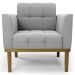 Poltrona Base Madeira Castanho Kit 2 Ana Suede Cinza - Ibiza