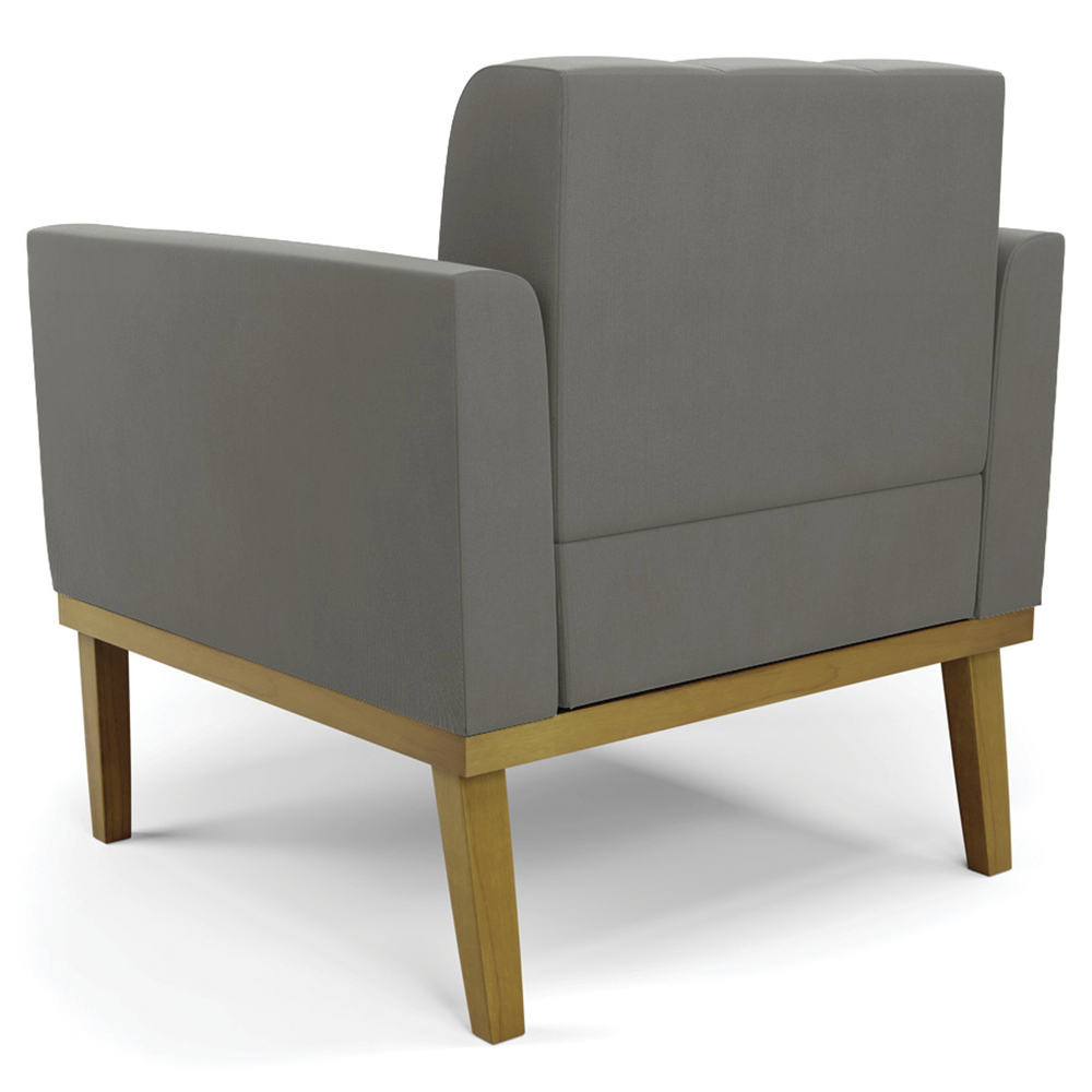 Poltrona Base Madeira Castanho Kit 2 Ana Suede Grafite - Ibiza