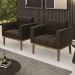 Poltrona Base Madeira Castanho Kit 2 Ana Suede Marrom - Ibiza