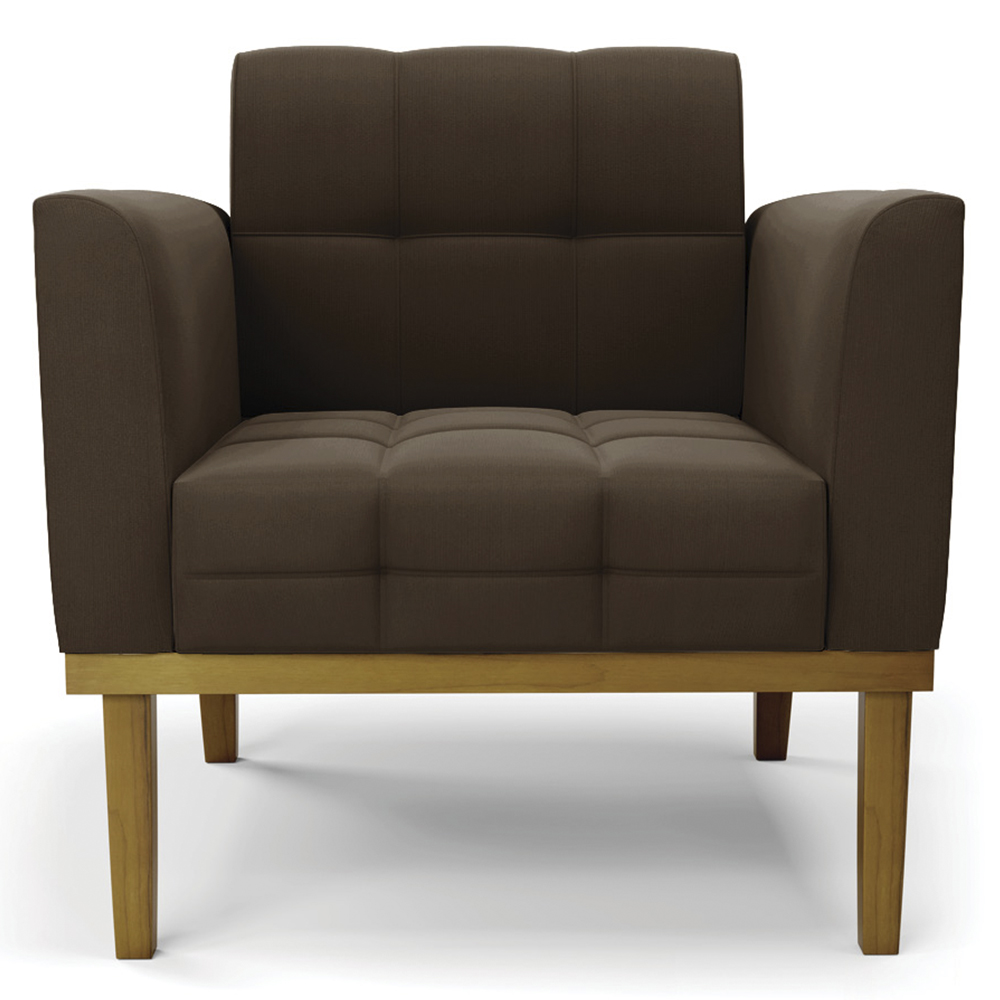 Poltrona Base Madeira Castanho Kit 2 Ana Suede Marrom - Ibiza