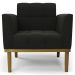 Poltrona Base Madeira Castanho Kit 2 Ana Suede Preto - Ibiza