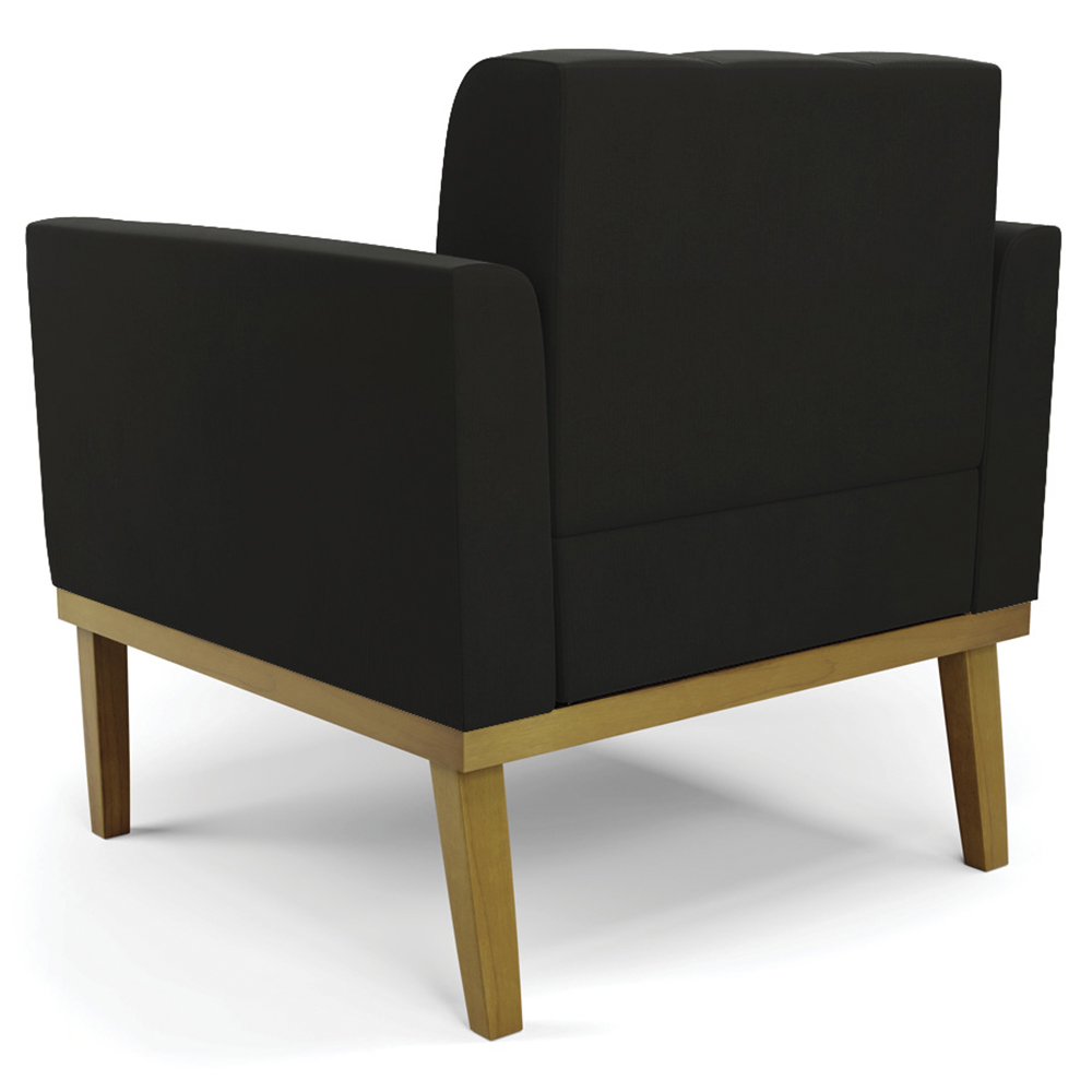 Poltrona Base Madeira Castanho Kit 2 Ana Suede Preto - Ibiza