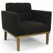 Poltrona Base Madeira Castanho Kit 2 Ana Suede Preto - Ibiza