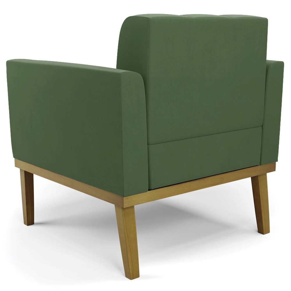 Poltrona Base Madeira Castanho Kit 2 Ana Suede Verde - Ibiza