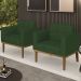 Poltrona Base Madeira Castanho Kit 2 Ana Veludo Luxo Verde - Ibiza
