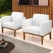 Poltrona Base Madeira Castanho Kit 2 Maressa Sintético PU Branco - Ibiza