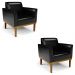 Poltrona Base Madeira Castanho Kit 2 Maressa Sintético PU Preto - Ibiza