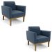 Poltrona Base Madeira Castanho Kit 2 Maressa Suede Azul Marinho - Ibiza