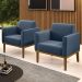 Poltrona Base Madeira Castanho Kit 2 Maressa Suede Azul Marinho - Ibiza