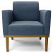 Poltrona Base Madeira Castanho Kit 2 Maressa Suede Azul Marinho - Ibiza