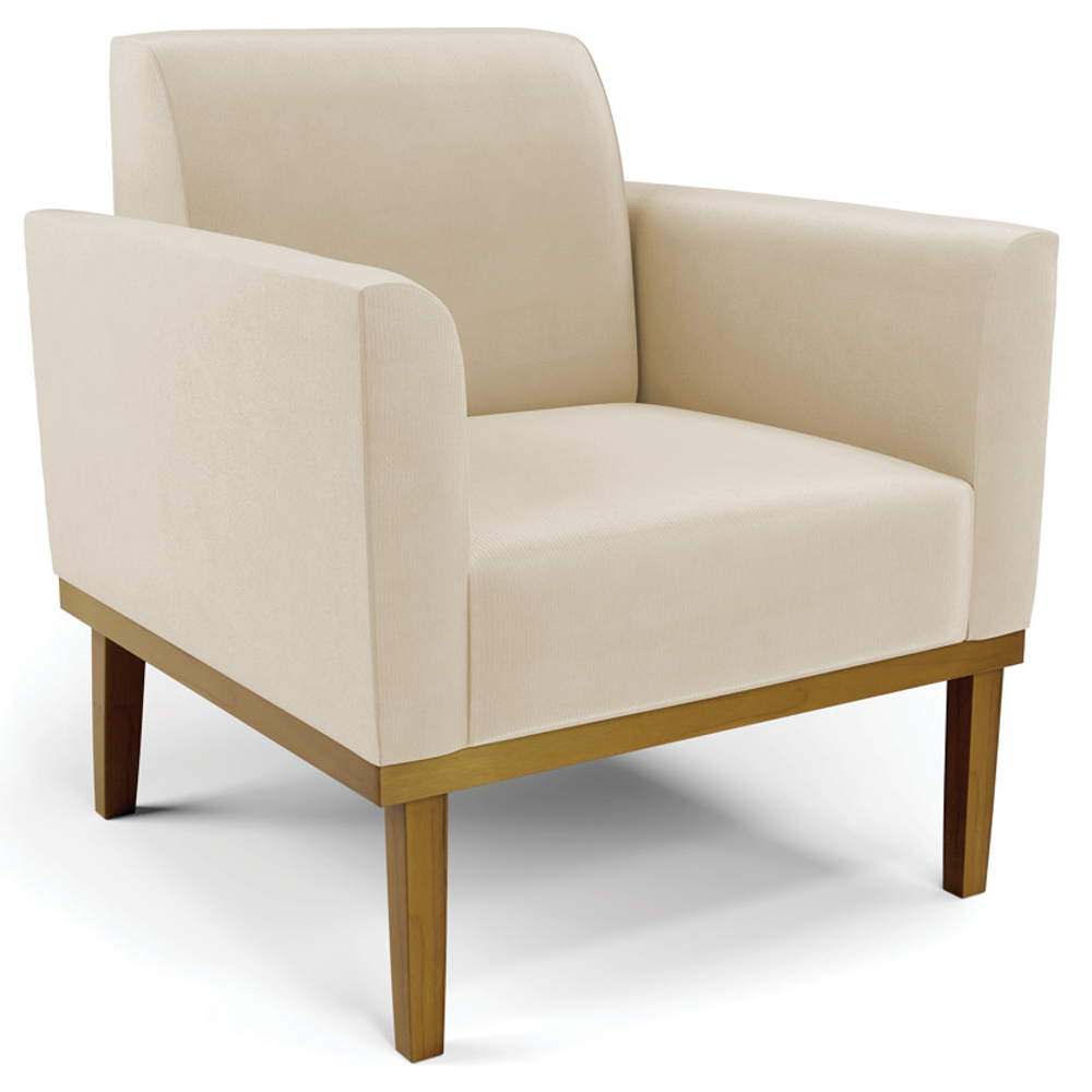 Poltrona Base Madeira Castanho Kit 2 Maressa Suede Bege - Ibiza