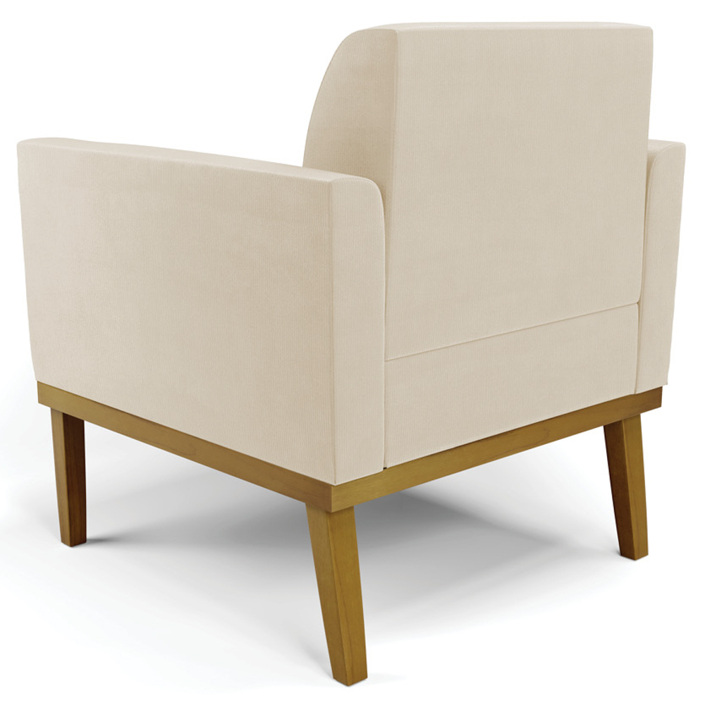 Poltrona Base Madeira Castanho Kit 2 Maressa Suede Bege - Ibiza