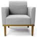 Poltrona Base Madeira Castanho Kit 2 Maressa Suede Cinza - Ibiza