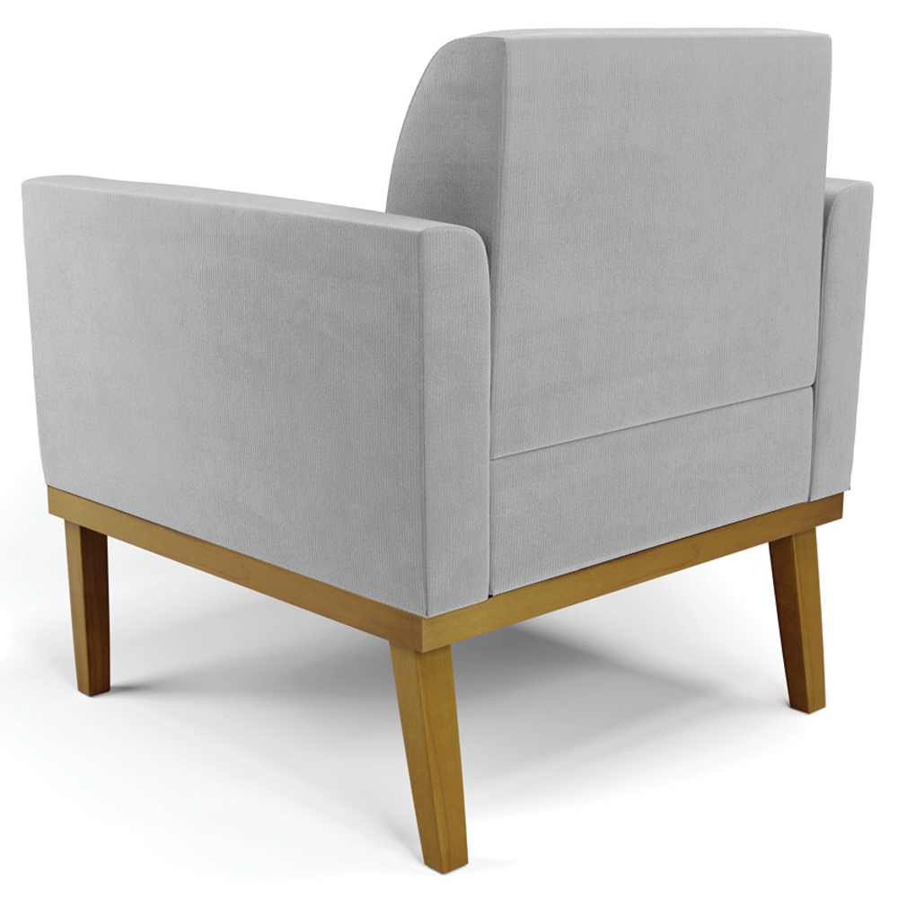Poltrona Base Madeira Castanho Kit 2 Maressa Suede Cinza - Ibiza