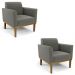 Poltrona Base Madeira Castanho Kit 2 Maressa Suede Grafite - Ibiza