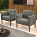Poltrona Base Madeira Castanho Kit 2 Maressa Suede Grafite - Ibiza