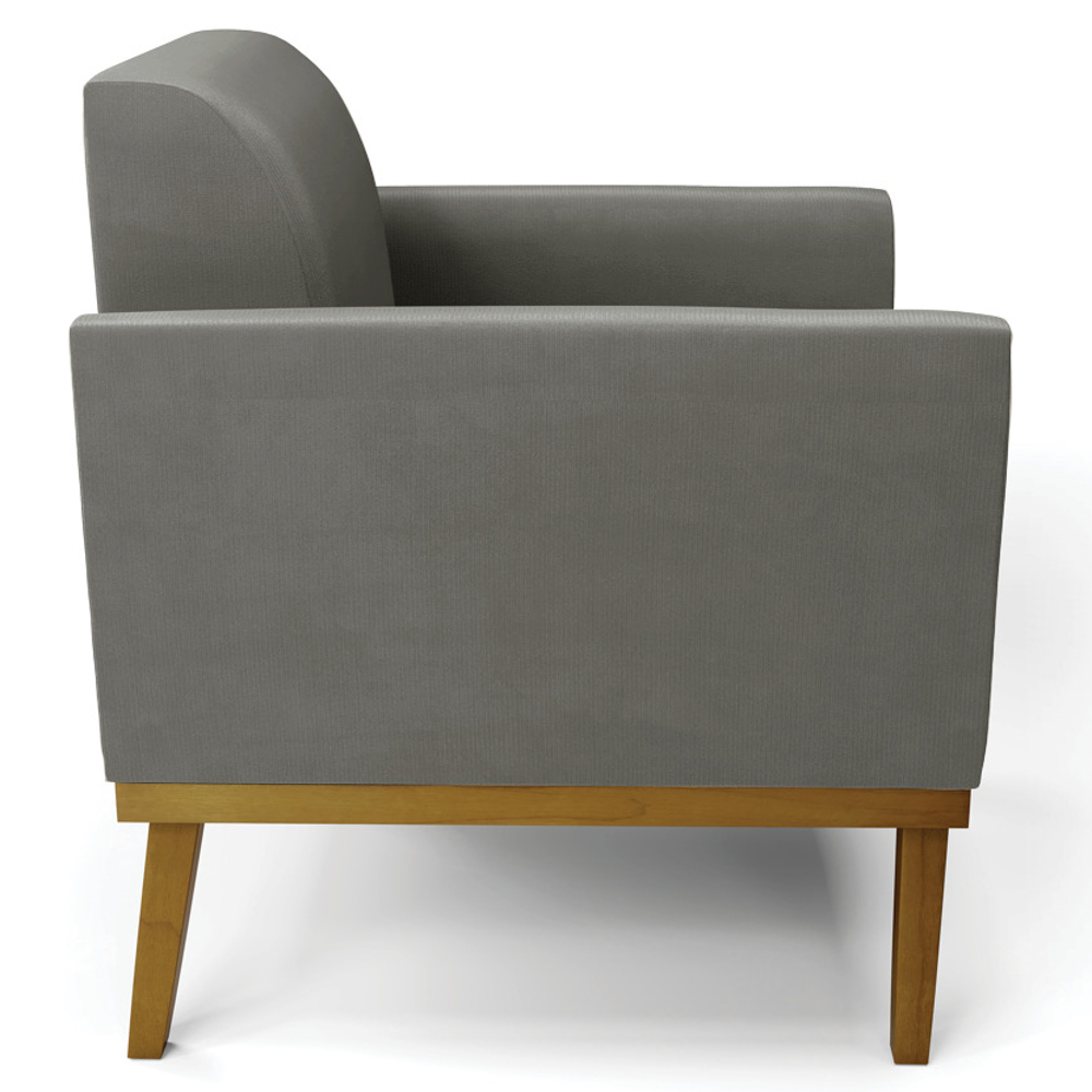 Poltrona Base Madeira Castanho Kit 2 Maressa Suede Grafite - Ibiza