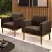 Poltrona Base Madeira Castanho Kit 2 Maressa Suede Marrom - Ibiza
