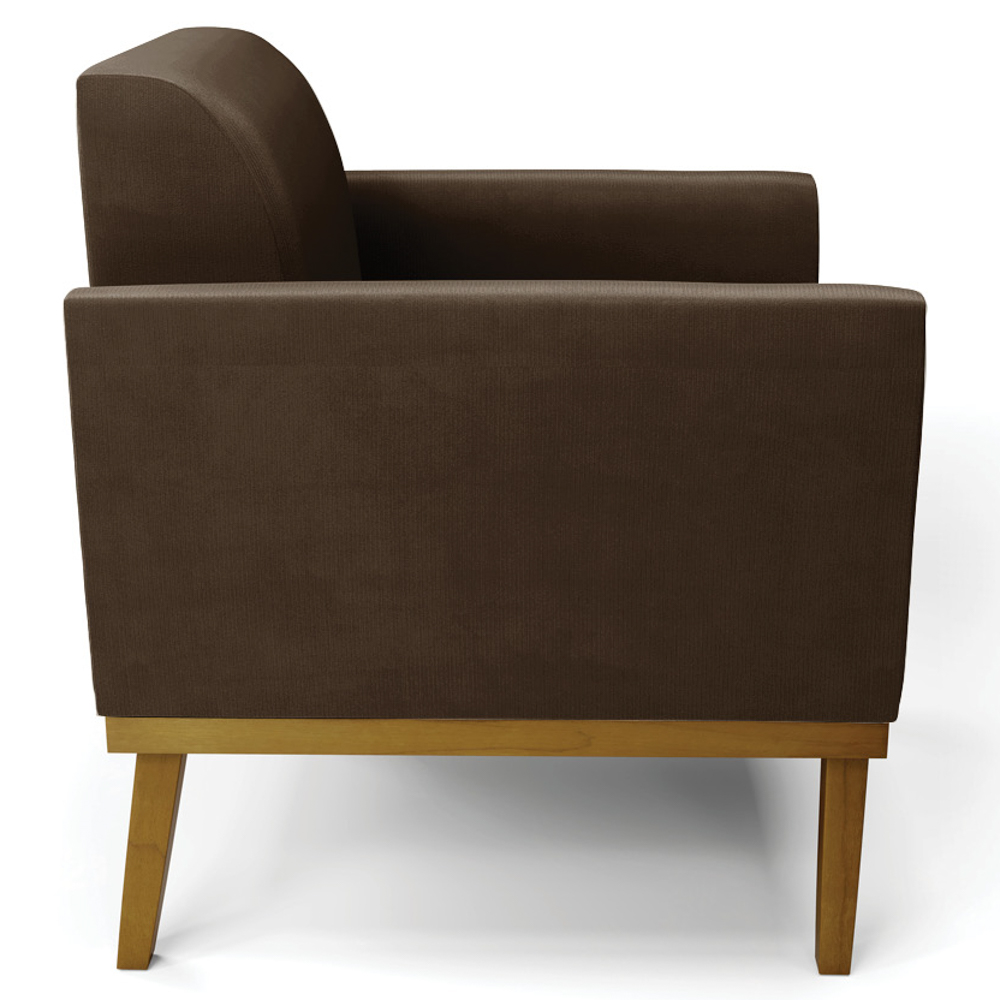 Poltrona Base Madeira Castanho Kit 2 Maressa Suede Marrom - Ibiza