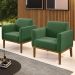 Poltrona Base Madeira Castanho Kit 2 Maressa Suede Verde - Ibiza