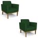 Poltrona Base Madeira Castanho Kit 2 Maressa Veludo Luxo Verde - Ibiza