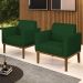 Poltrona Base Madeira Castanho Kit 2 Maressa Veludo Luxo Verde - Ibiza