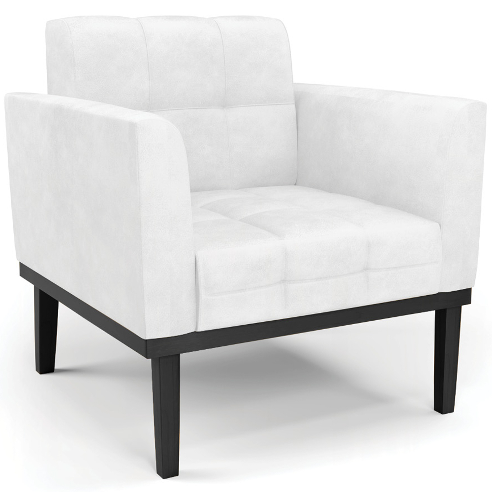 Poltrona Base Madeira Preto Kit 2 Ana Sintético PU Branco - Ibiza