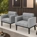 Poltrona Base Madeira Preto Kit 2 Ana Suede Cinza - Ibiza