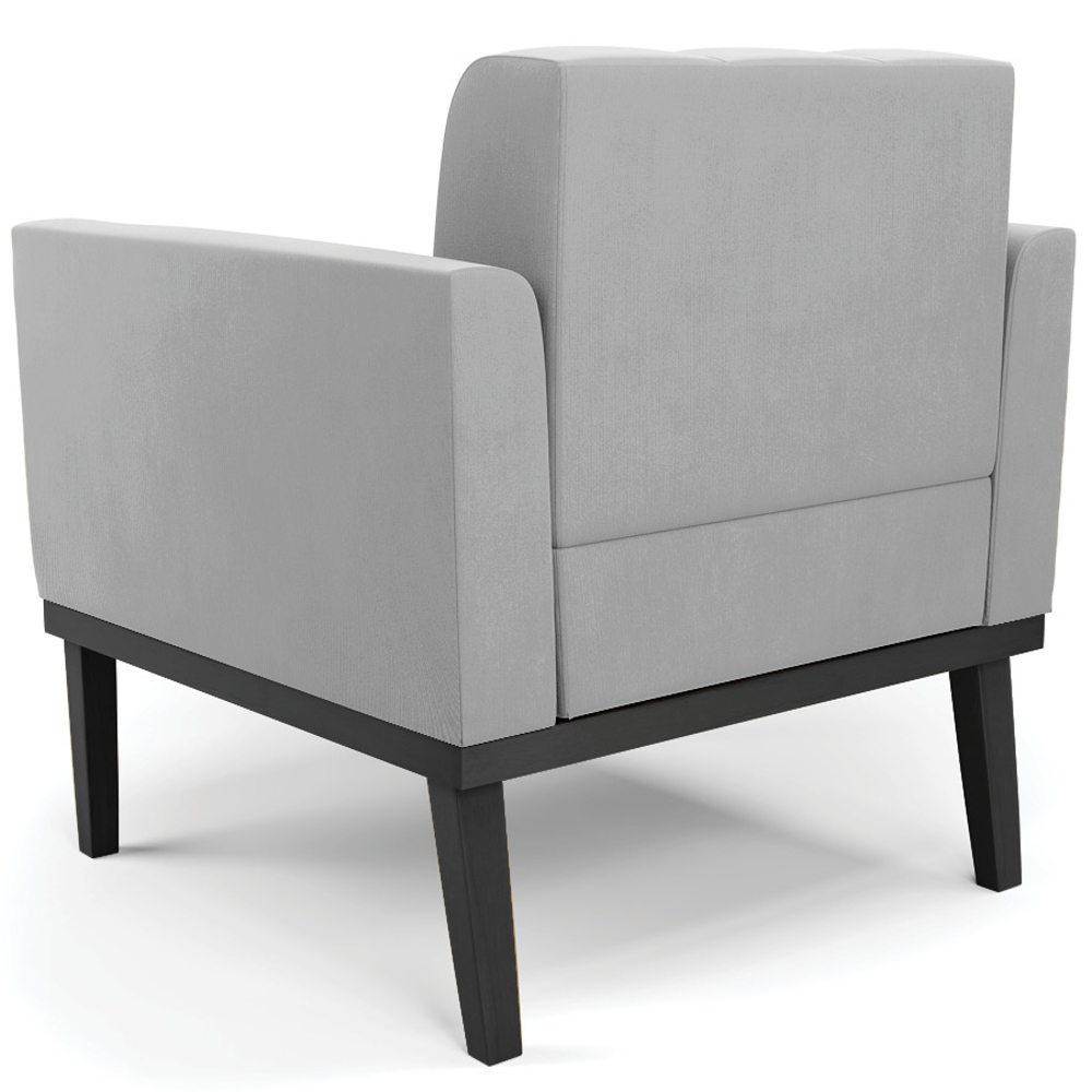 Poltrona Base Madeira Preto Kit 2 Ana Suede Cinza - Ibiza