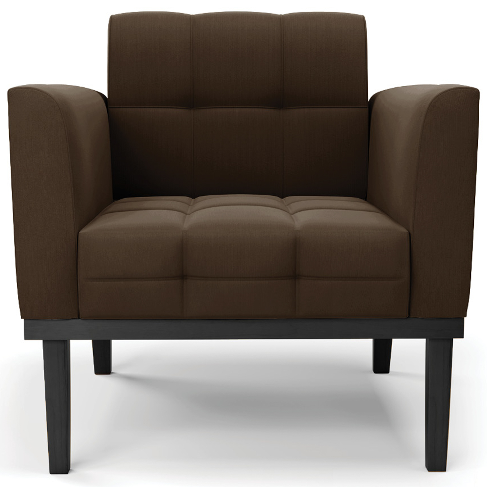 Poltrona Base Madeira Preto Kit 2 Ana Suede Marrom - Ibiza