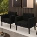 Poltrona Base Madeira Preto Kit 2 Ana Suede Preto - Ibiza