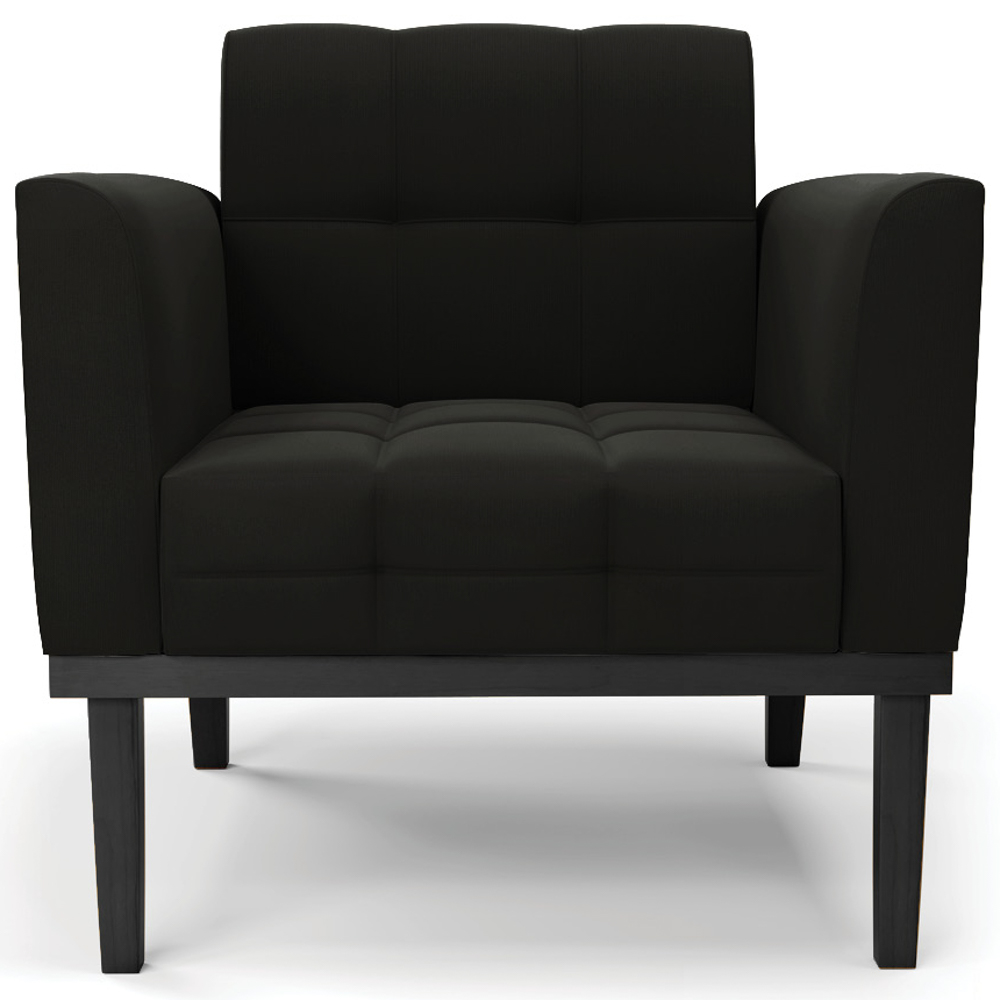 Poltrona Base Madeira Preto Kit 2 Ana Suede Preto - Ibiza