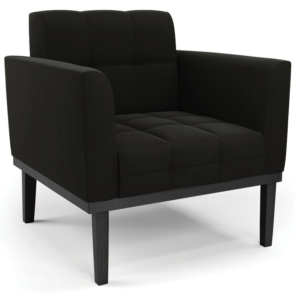 Poltrona Base Madeira Preto Kit 2 Ana Suede Preto - Ibiza