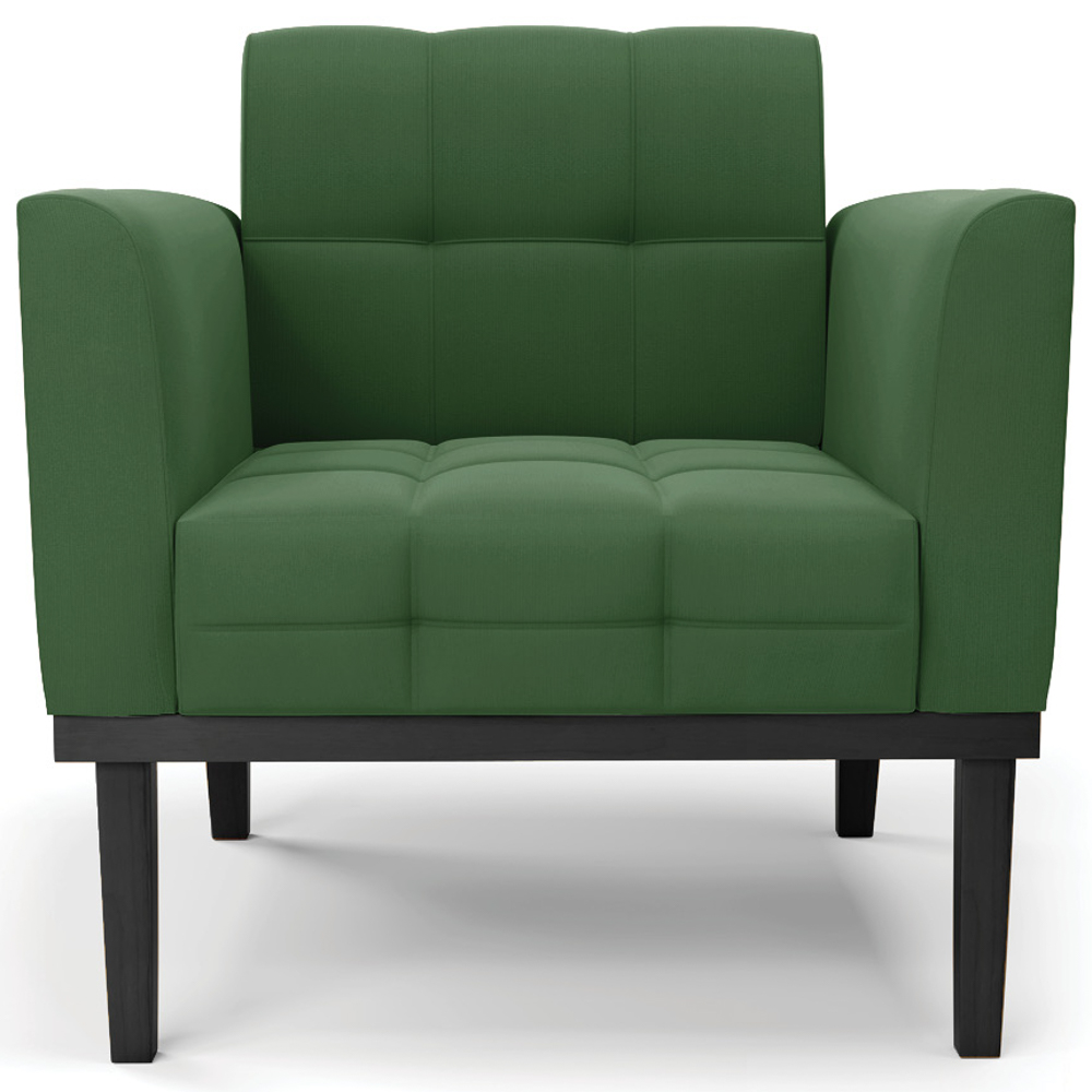 Poltrona Base Madeira Preto Kit 2 Ana Suede Verde - Ibiza