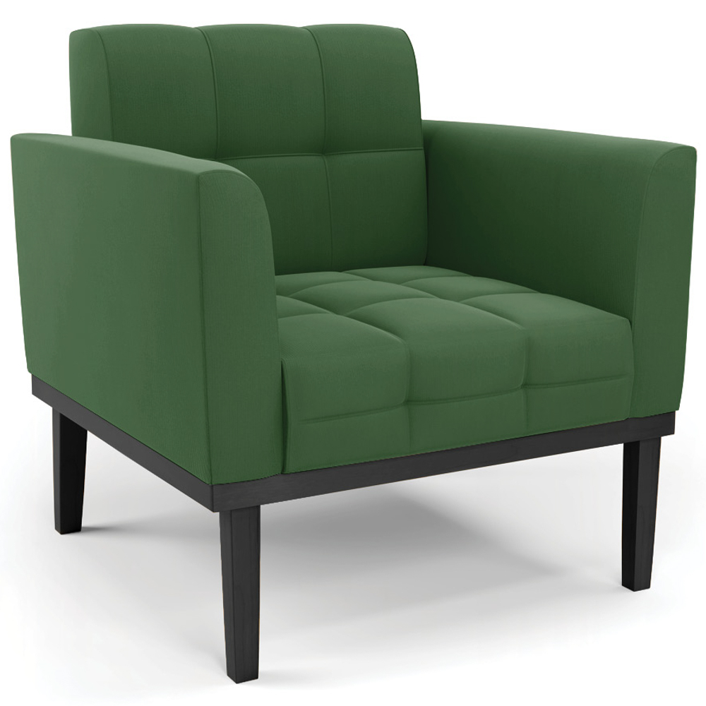 Poltrona Base Madeira Preto Kit 2 Ana Suede Verde - Ibiza