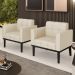 Poltrona Base Madeira Preto Kit 2 Ana Veludo Luxo Off White - Ibiza