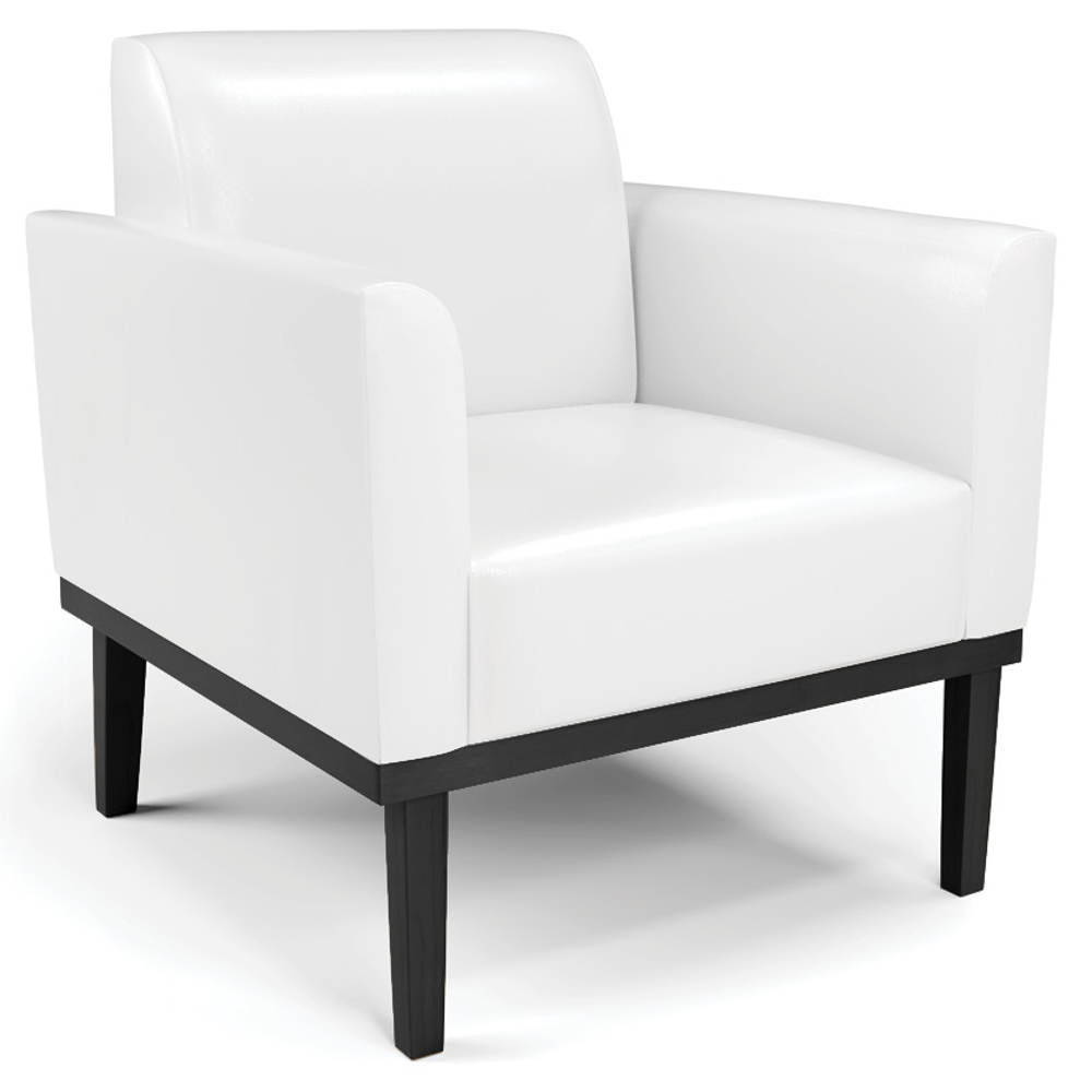 Poltrona Base Madeira Preto Kit 2 Maressa Sintético PU Branco - Ibiza