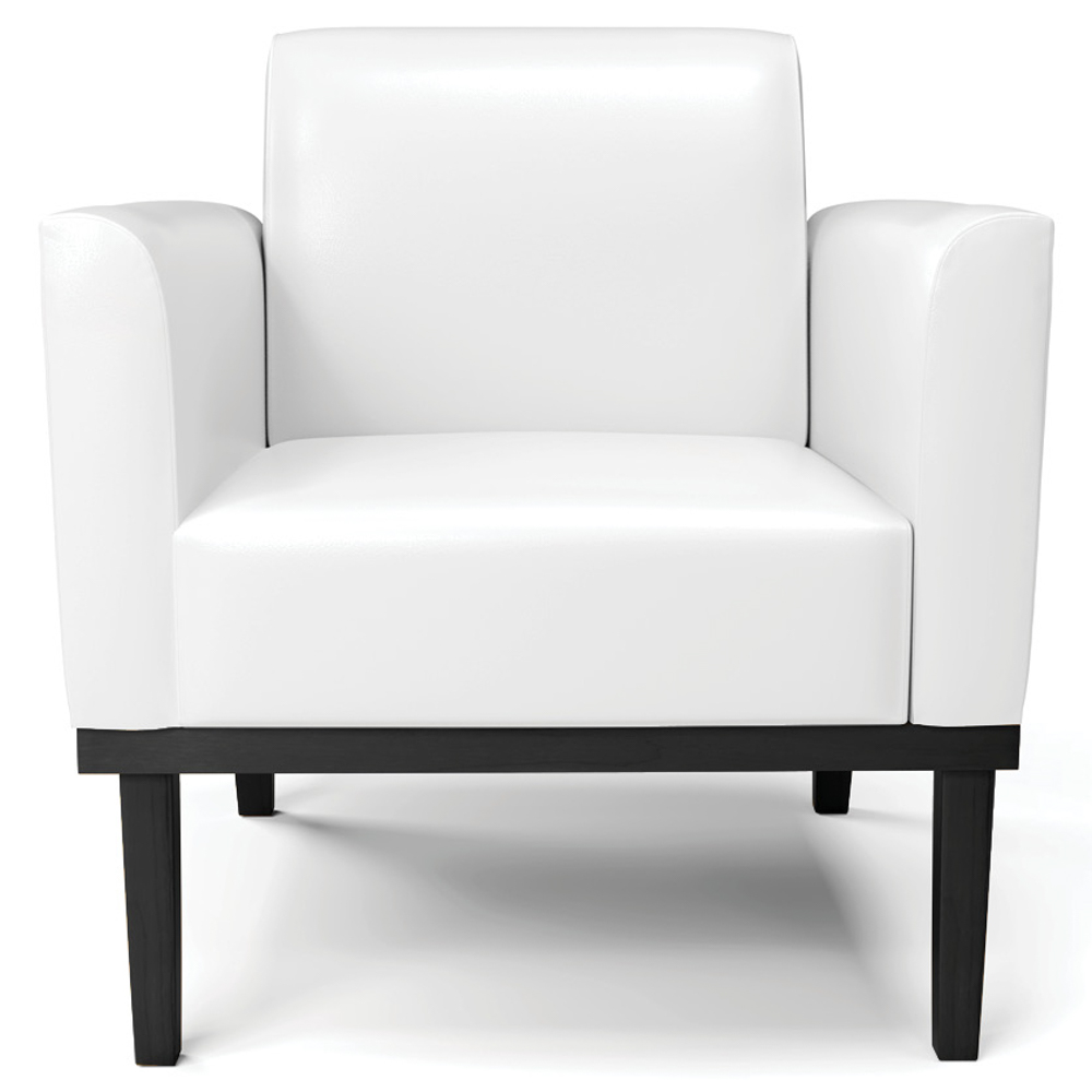 Poltrona Base Madeira Preto Kit 2 Maressa Sintético PU Branco - Ibiza