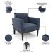 Poltrona Base Madeira Preto Kit 2 Maressa Suede Azul Marinho - Ibiza