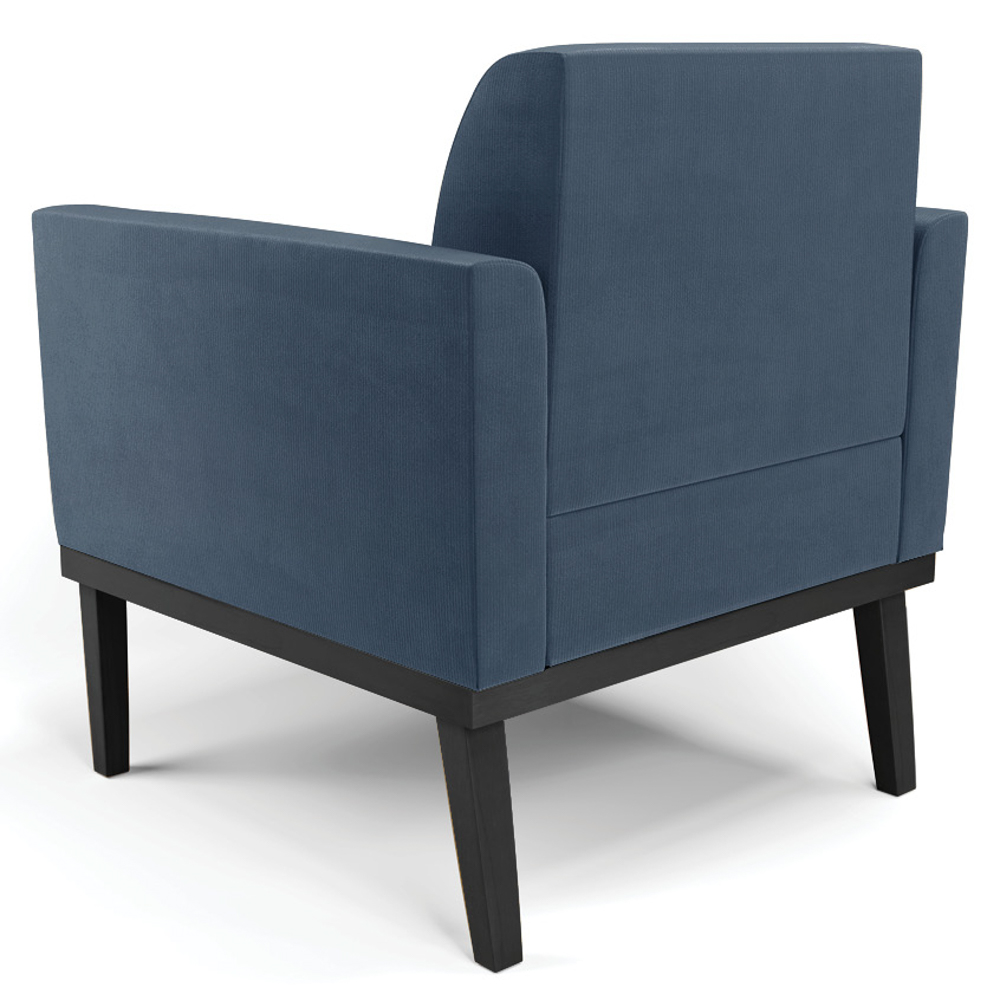 Poltrona Base Madeira Preto Kit 2 Maressa Suede Azul Marinho - Ibiza
