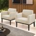 Poltrona Base Madeira Preto Kit 2 Maressa Suede Bege - Ibiza