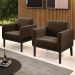 Poltrona Base Madeira Preto Kit 2 Maressa Suede Marrom - Ibiza