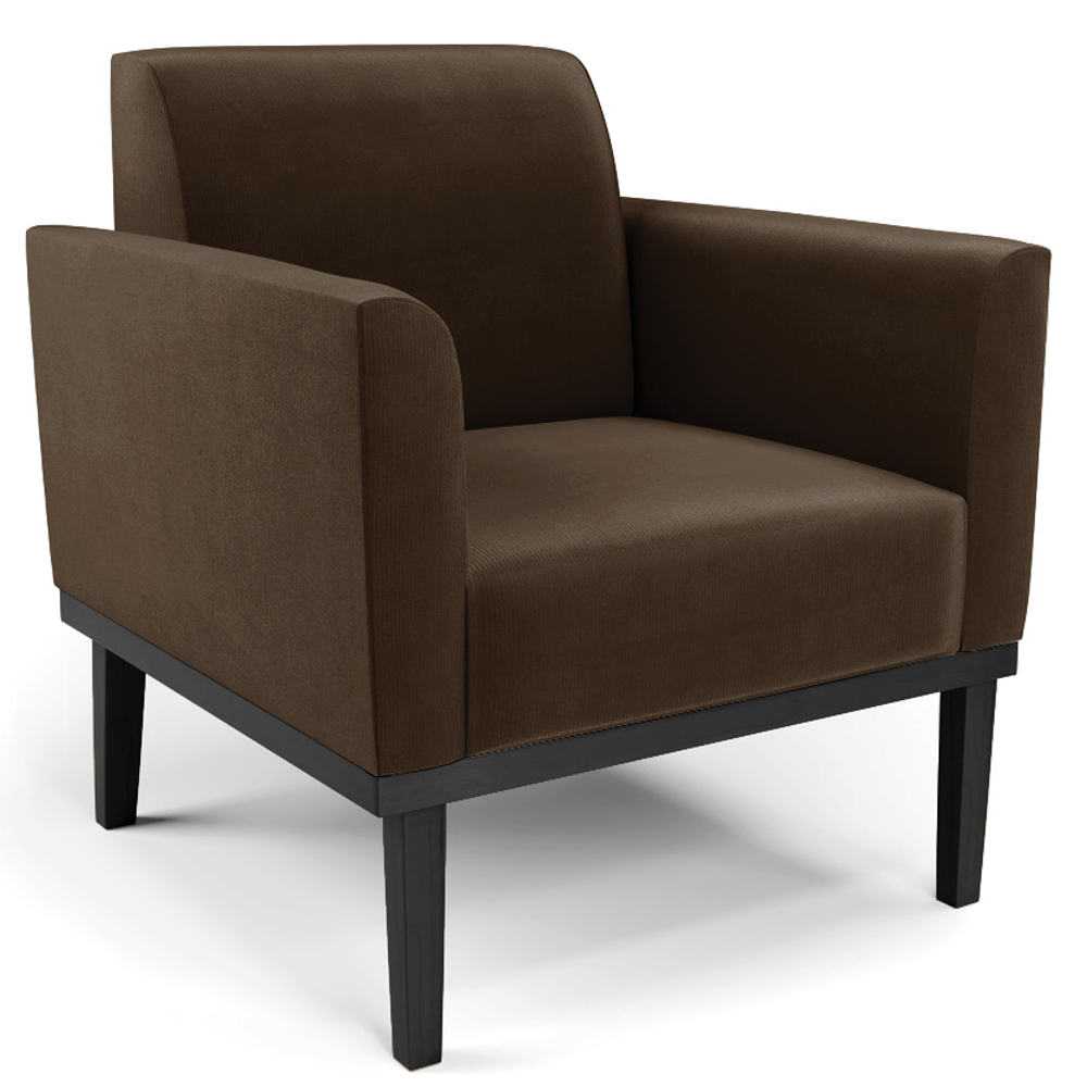 Poltrona Base Madeira Preto Kit 2 Maressa Suede Marrom - Ibiza
