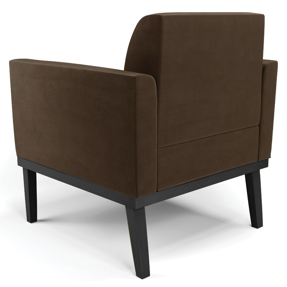 Poltrona Base Madeira Preto Kit 2 Maressa Suede Marrom - Ibiza