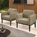 Poltrona Base Madeira Preto Kit 2 Maressa Suede Marrom RT - Ibiza