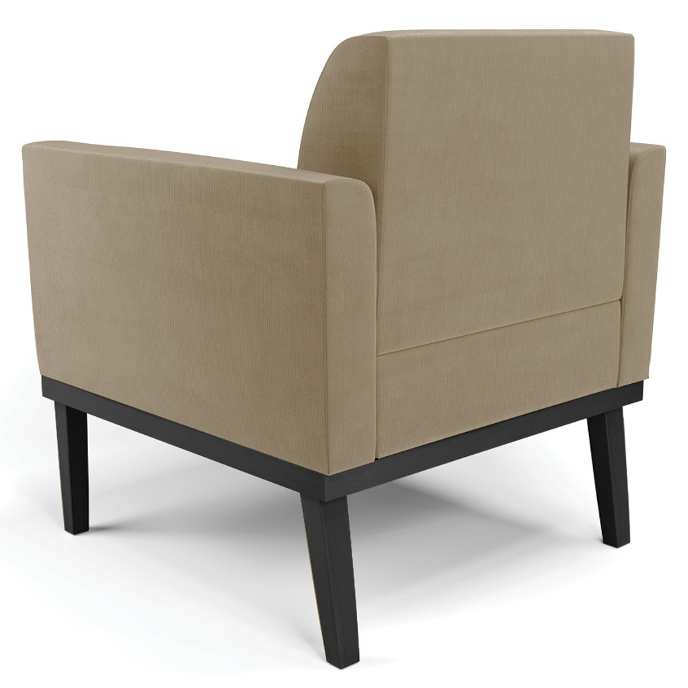 Poltrona Base Madeira Preto Kit 2 Maressa Suede Marrom RT - Ibiza